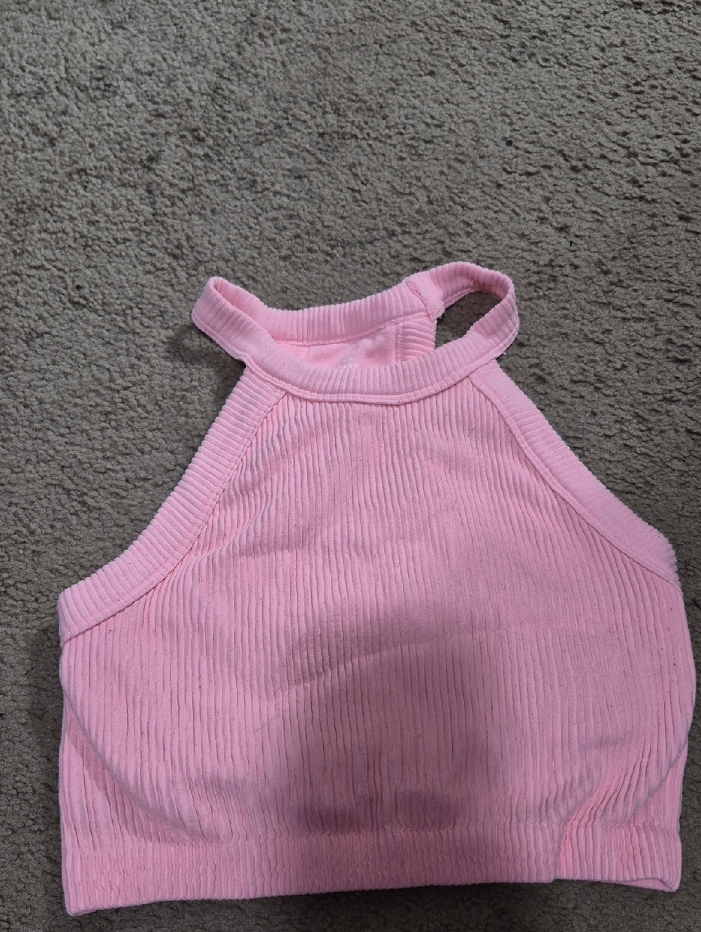 aerie Soft Pink Ribbed Halter Crop